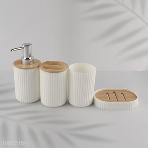 Hot Sale 4PCS Plastic Bathroom Accessories Set with Soap Dispenser