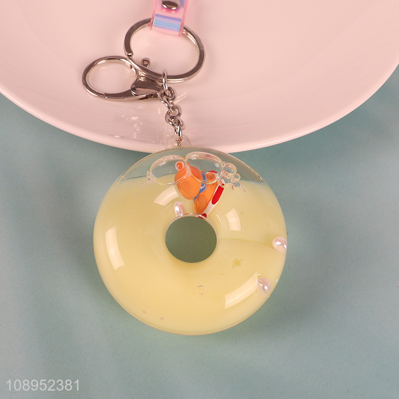 New style donut shaped quicksand pendant keychain for sale