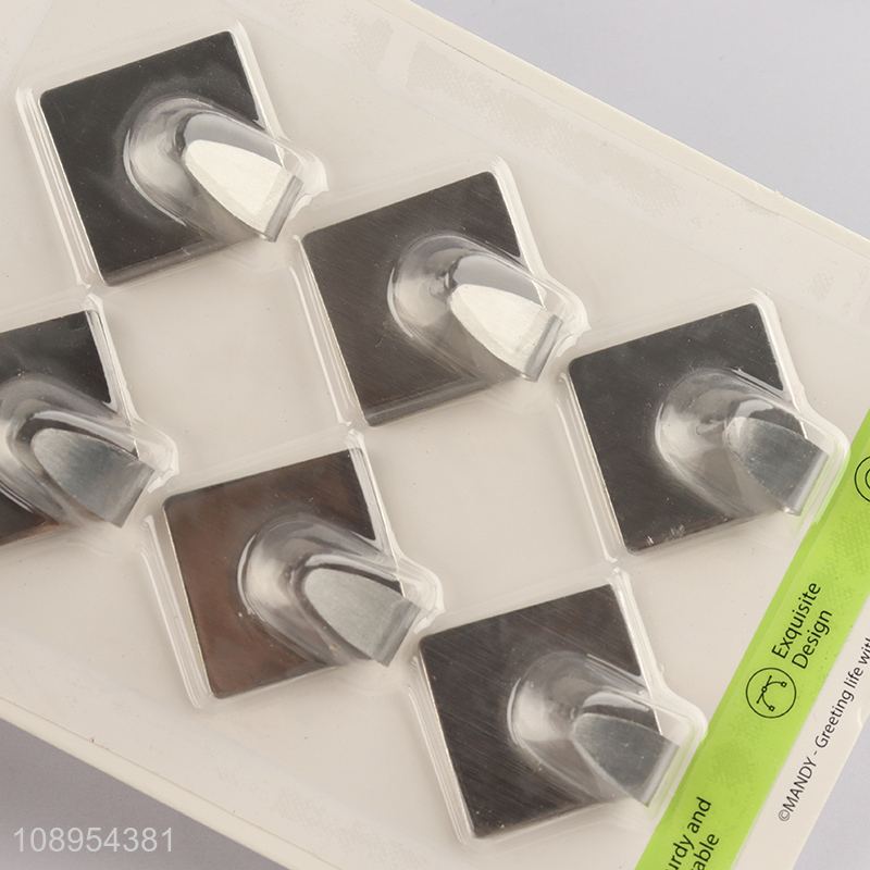 China Imports 6PCS Stainless Steel Sticky Hooks Self Adhesive Towel Hooks