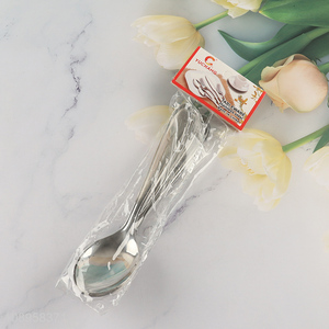 Hot Sale 6PCS Silver Stainless Steel Dinner Spoons Metal Table Spoons