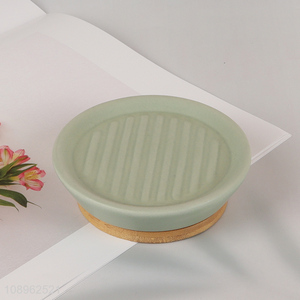 Yiwu market green home hotel bathroom ceramic soap dish soap holder