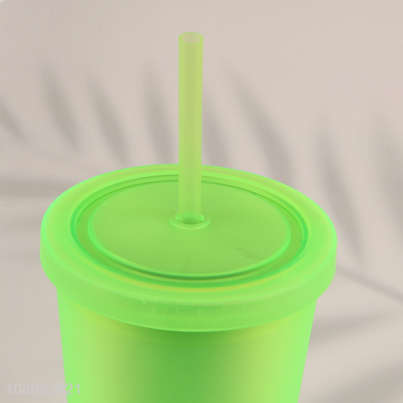 Hot items multicolor 650ml plastic water cup with lid&straw