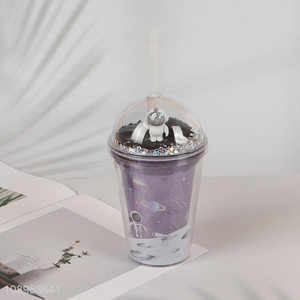 New product astronauts series plastic water cup with lid&straw