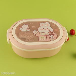 Factory Supply 2-Compartment Cute Plastic Bento Lunch Box for Kids