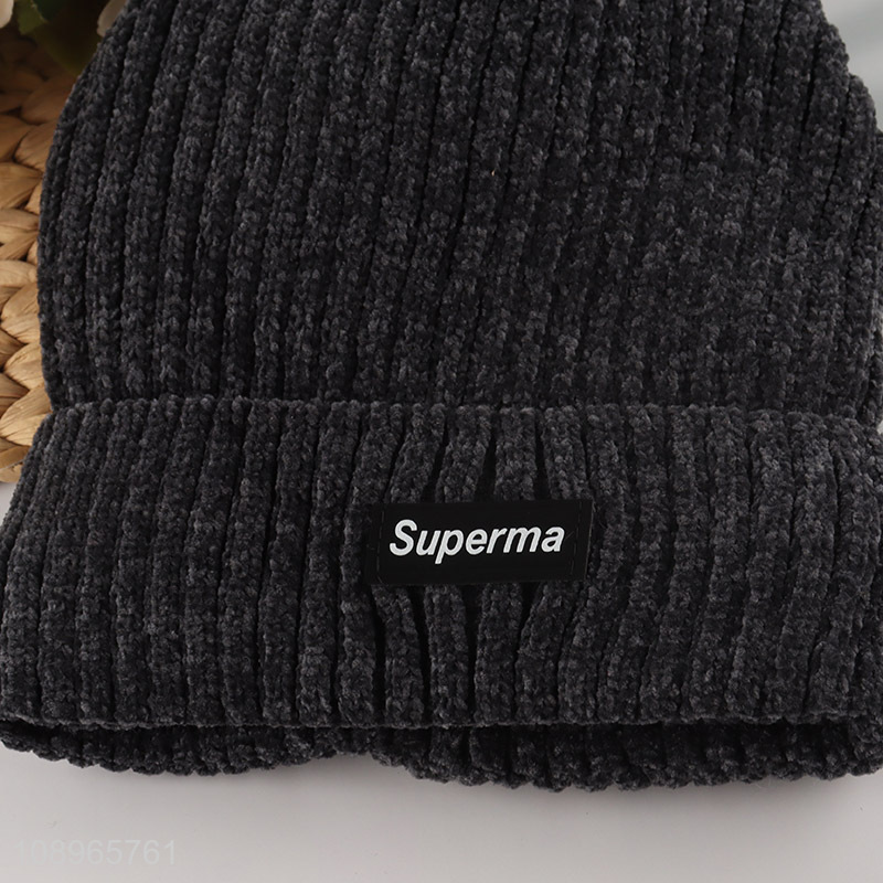 Hot Selling Winter Warm Beanie Hat Chenille Knit Hat for Men Women