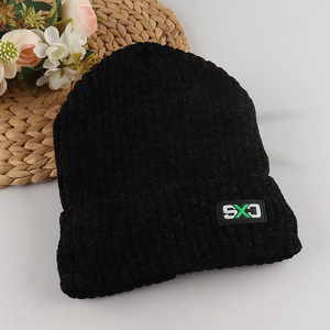 China Imports Men Womem Chenille Beanie Hat Winter Knit Beanie Cap