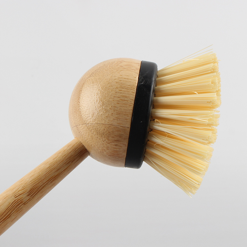 Online Wholesale Kitchen Scrub Brush Pot Dish with Bamboo Handle