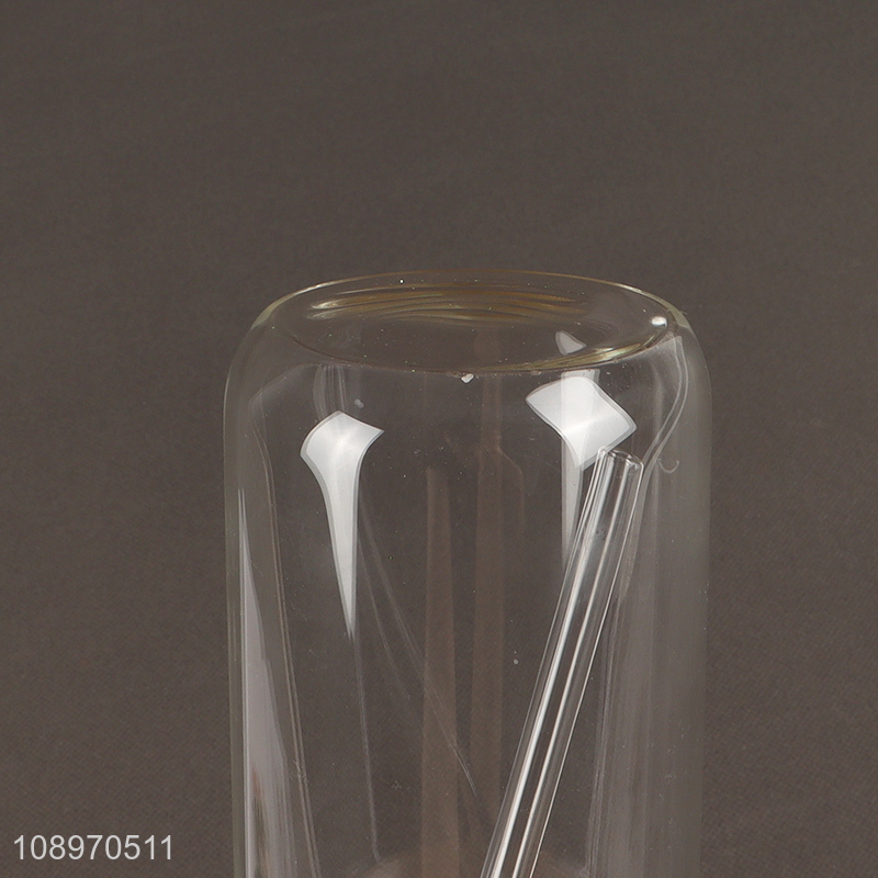 China factory glass unbreakable water cup with lid&straw