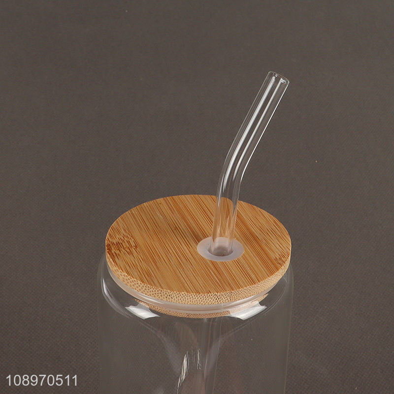 China factory glass unbreakable water cup with lid&straw