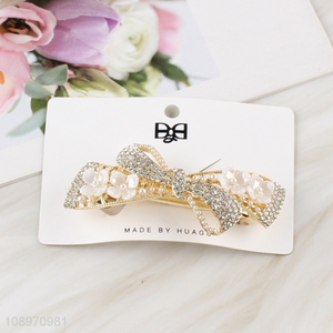 New Product Metal Bow Rhinestone Hair Clips Hair Barrettes for Women