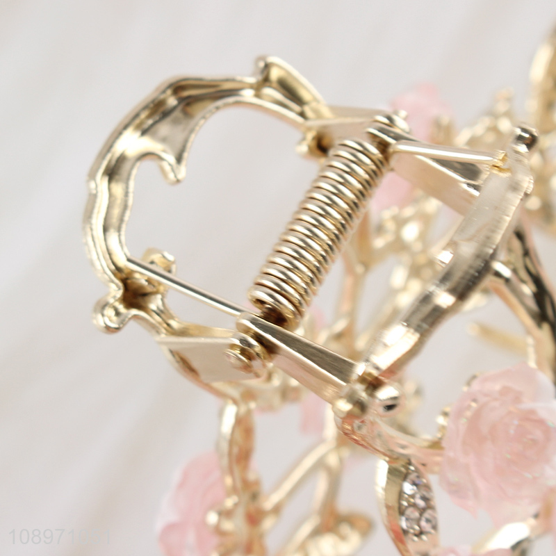 Wholesale Non-Slip Elegant Rose Metal Hair Claw Clips for Women Girls