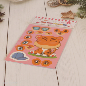 Yiwu market cartoon tiger face changing sticker puzzle sticker