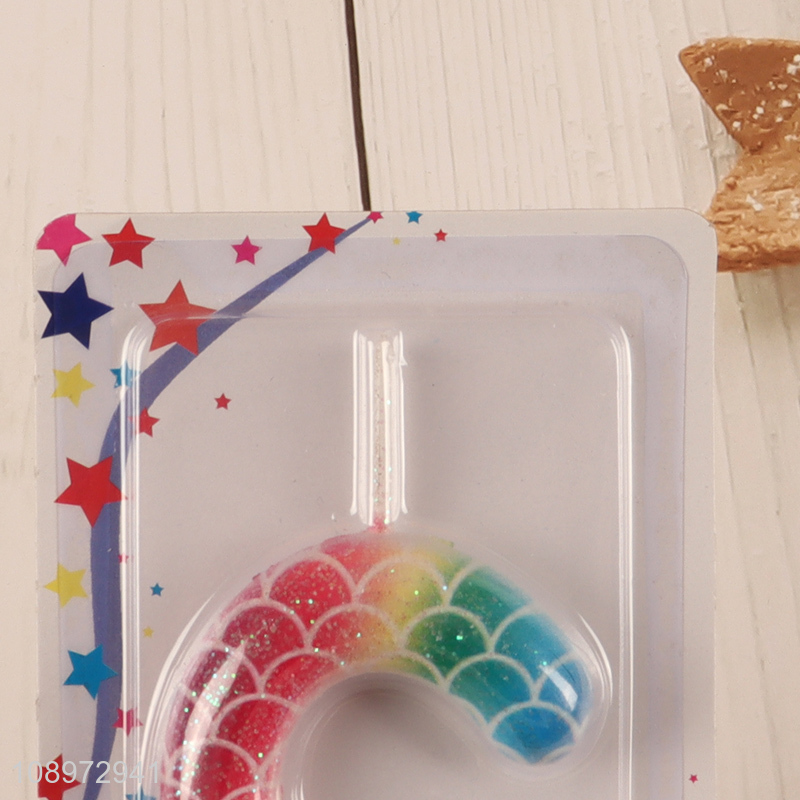 Good selling rainbow color birthday cake number5 candle wholesale