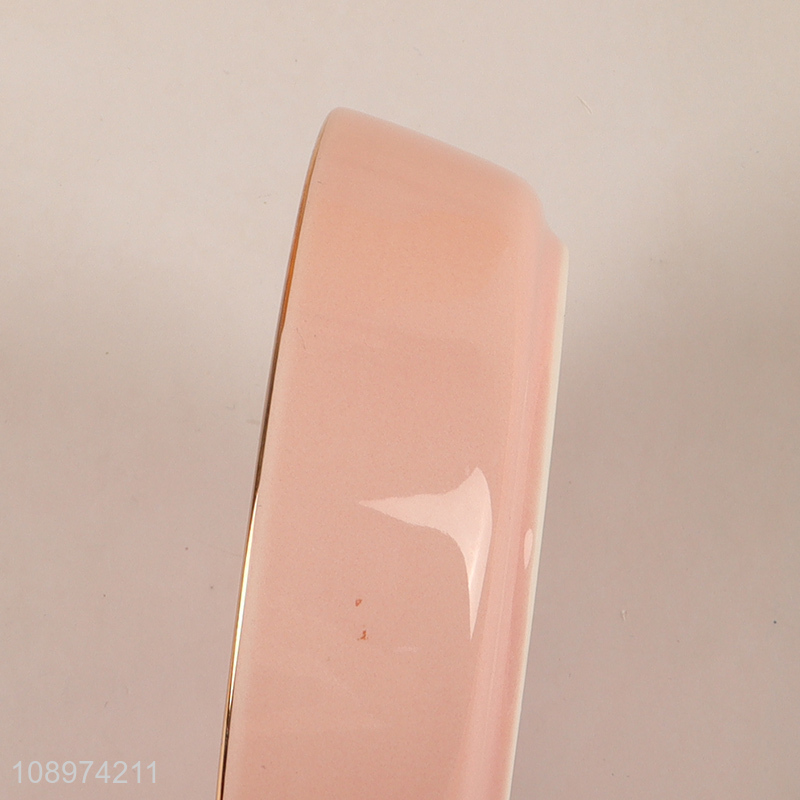 New product pink round ceramic home restaurant tableware plate