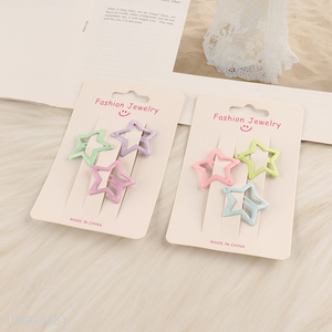 Factory Supply 3PCS Candy Colored Star Hair Clips for Kids