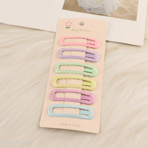 New Product 6PCS Candy Colored Snap Clips Metal Hair Clips