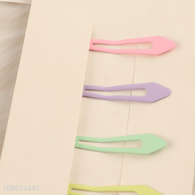 New Product 6PCS Candy Colored Snap Clips Metal Hair Clips