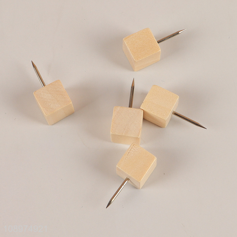 Good sale square wooden multi-purpose map tacks marking pushpin set