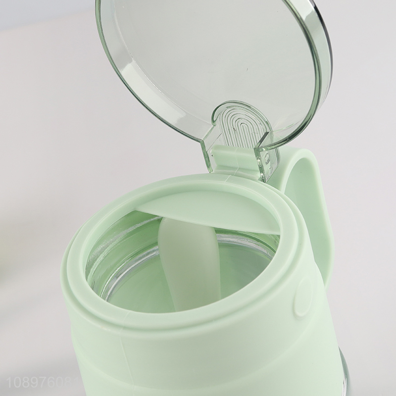 Top quality kitchen glass condiment bottle with lid for sale