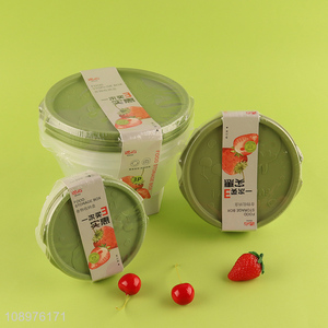 Good price round 3pcs sealed food container storage box set for kitchen