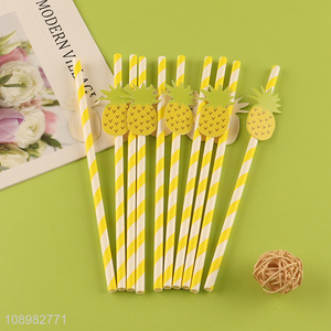 Factory supply pineapple decorative disposable paper drinking straw