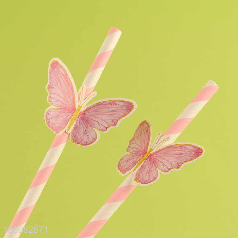 Hot selling butterfly series disposable paper drinking straw