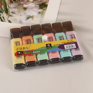 High Quality 6 Colors Chisel Tip Highlighter Markers Office School Supplies