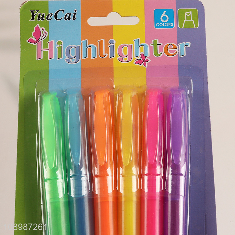 Factory Supply 6 Colors Highlighter Marker Pens for School Office Teacher