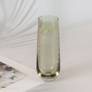 New Product Leaf Pattern Glass Drinking Cup Stemless Wine Glasses