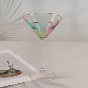 Wholesale Rainbow Color Glass Corktail Glasses Martini Glasses for Margaritas