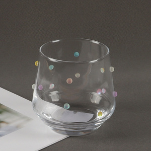 Wholesale Colorful Dots Glass Water Cup Stemless Wine Glasses Tumbler