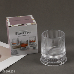 New Product Spinning Whiskey Glasses with Coaster, Clear Drinking Glasses