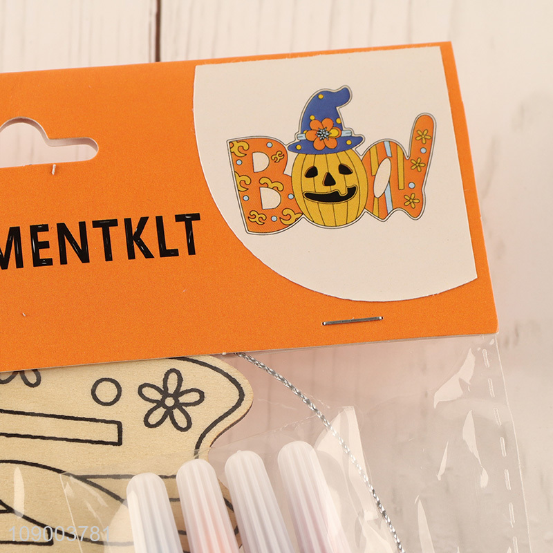 Good Quality Halloween DIY Coloring Wooden Craft Kit Halloween Hanging Ornaments