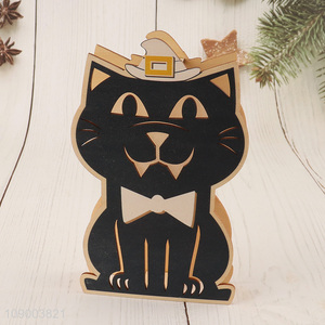 Hot Sale Light Up Halloween Tabletop Ornaments Wooden Cat Table Centerpieces