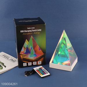 High Quality Acrylic <em>Table</em> <em>Lamp</em> Triangular <em>Table</em> Light RGB Led Night Light for Bedroom