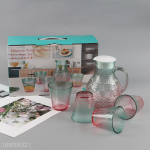 Best selling 5pcs household glass water cup water jug set wholesale