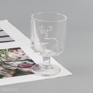 Hot selling clear <em>glass</em> embossed goblet coffee <em>cup</em> juice <em>cup</em> champagne glasses