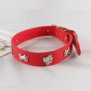 Factory Price Pet Collar Adjustable Pu Leather Collar for Medium Dogs