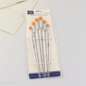 New Arrival 6PCS Flat Paint Brush for Acrylic Painting Oil Watercolor