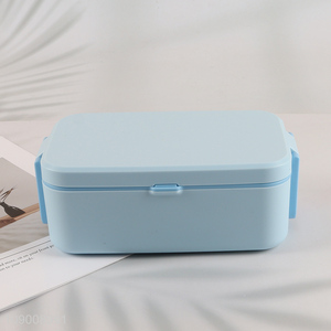 Most popular portable 1200ml blue lunch box bento box with fork&spoon