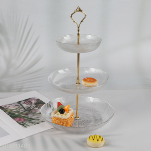 Top products 3layers glass cake stand dessert serving tower for home hotel