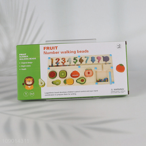 New arrival children educational toy wooden fruits number walking beads toys