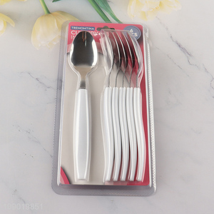 New Product 6PCS Dinner Spoons Plastic Handle Stainless Steel Dinner Spoons