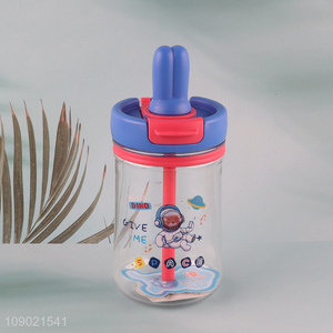 Good Quality 600ml Cute Kids Water Bottle with <em>Straw</em> & Leak Proof Lid