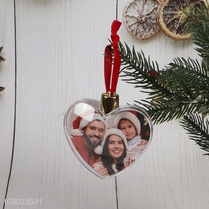 Factory direct sale heart shape Xmas tree hanging ornaments <em>photo</em> <em>frame</em> ball