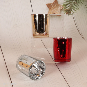 New arrival multicolor shiny plated star home decor glass candle holder