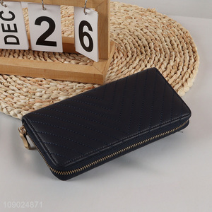 Top selling black long style women ladies fashionable wallet wholesale