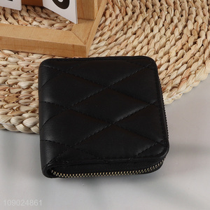 China products black fashionable pu leather women wallet with zipper