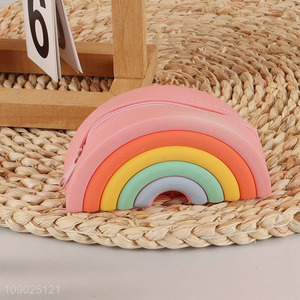 Latest products rainbow shape silicone portable mini coin purse for sale