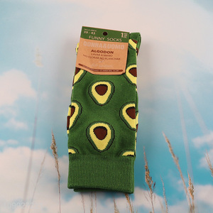 Factory price avocado pattern fashionable breathable men women cotton socks